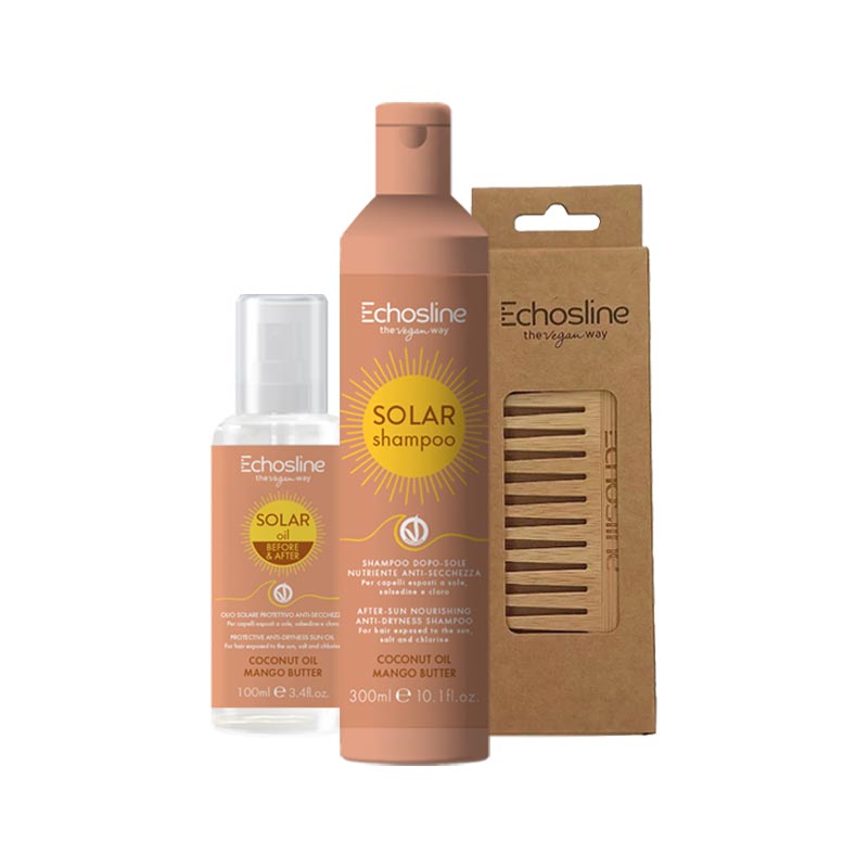 Solar Duo Sun oil +Solar Shampoo+ Wood comb