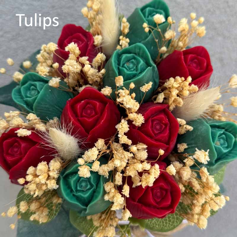 Αρωματικό Μπουκέτο από λουλούδια κεριού σόγιας 25 x 12cm σε άσπρο κουτί