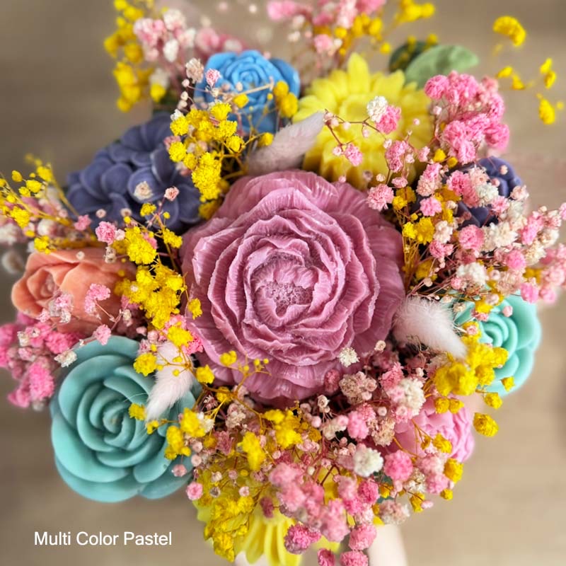 Αρωματικό Μπουκέτο από λουλούδια κεριού σόγιας 25 x 12cm σε άσπρο κουτί