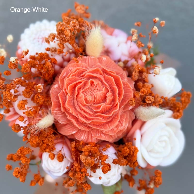 Αρωματικό Μπουκέτο από λουλούδια κεριού σόγιας 25 x 12cm σε άσπρο κουτί