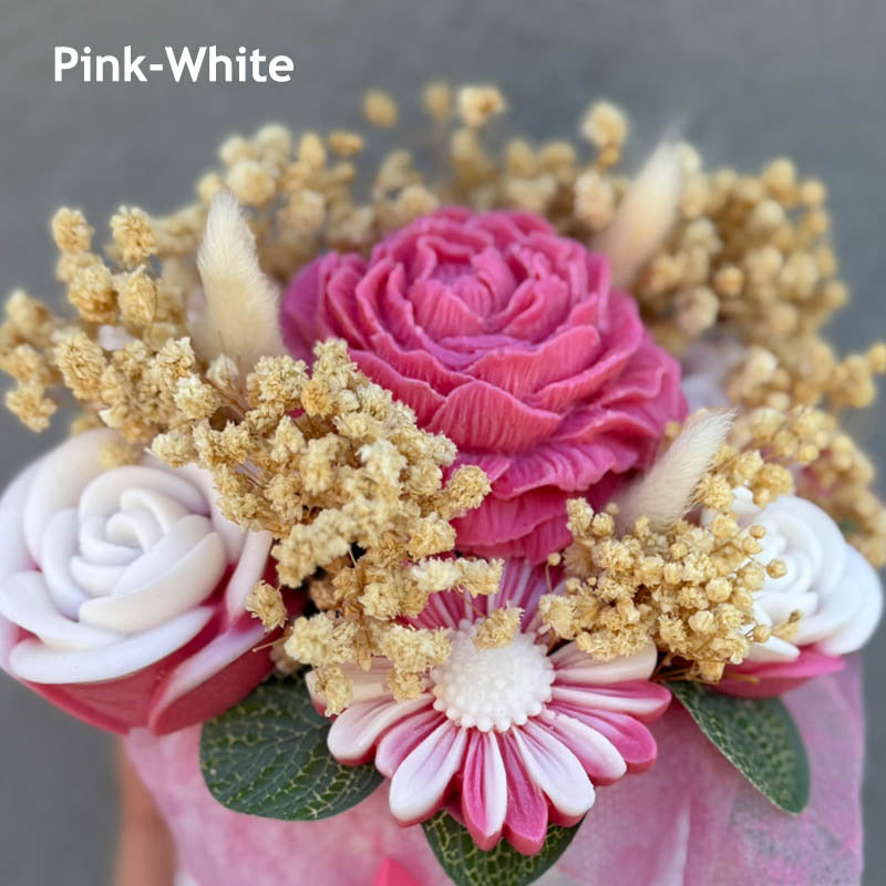 Αρωματικό Μπουκέτο από λουλούδια κεριού σόγιας 25 x 12cm σε άσπρο κουτί